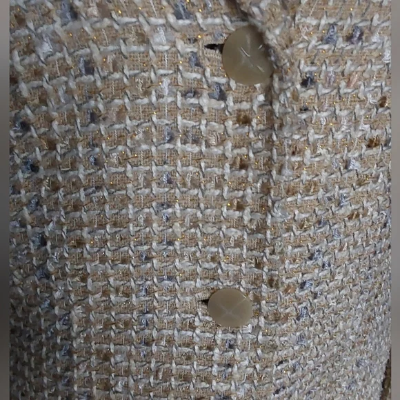 Le Suit Elegant Cream Tweed Skirt Suit - Picture 2 of 3